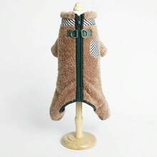 宠物服装，狗狗服装羊毛夹克，带双 D 形环，秋冬款，适合中小型犬 - 咖啡棕 - 查看 4