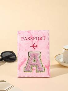 1 chiếc Vỏ hộ chiếu du lịch chữ A-Z, Vỏ hộ chiếu họa tiết PU có thiết kế bản đồ, Vỏ hộ chiếu màu hồng, Vỏ hộ chiếu cho chuyến công tác - Hồng - Xem 5