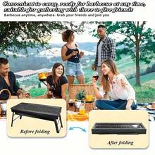 Foldable BBQ Grill With Cooking Grid - Compact, Space-Saving Design For Camping, Picnics & Small Spaces
