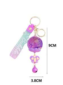 1pc Dreamy Sweet Cute Resin Glitter Ball Keychain With Dried Flower, Charm Gift - Purple - View 4