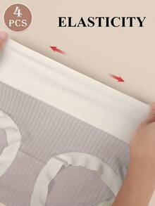 MIOTAN 4pcs/Pack Women's High Waist Soft Cotton Underwear - Multicolor - View 5