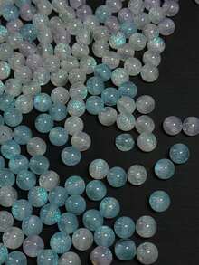 50 件梦幻春夏银河闪光圆形树脂珠，DIY 手链首饰制作用品