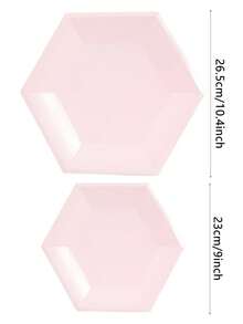10pcs/20pcs/50pcs Light Pink Hexagon Shaped Pastel Paper Plates Hexagonal Matte Paper Plates Pink Hexagonal Paper Plate For Birthday Party Babe Shower Bridal Shower Wedding Celebration Christmas Party Supplies - Pink - View 2