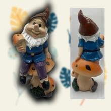 1 Stück Gartenfigur Zwerg & Pilz - lebhafte Harz Outdoor Dekoration mit Feenbeleuchtung, perfekt für Ostern und Heimdekoration, Outdoor Dekoration | Märchendesign | feine Handwerkskunst, Zwerg Dekoration