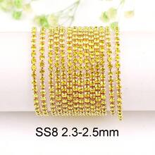 SS6-16, 2-4mm, 2 Yards/Pack, Crystal Rhinestone Chain, Champagne Gold Metal Base, Sewable & Glueable Cup Chain Decor, Sewing Glass Rhinestone Trim Ribbon, DIY Accessories, Suitable For Clothing, Crafts, Shoes, Bags, Mugs, Bottles, Cups, Phone Cases - Multicolor - View 35