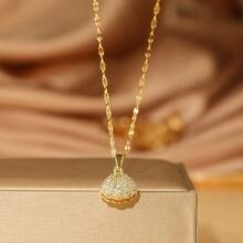 1 Stück elegante Perlenkette mit Muschelanhänger und Strass, Halskette für Damen aus Edelstahl