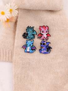 4-5Pcs Cute Enamel Pins Metal Cartoon Pterosaur Brooch Backpack Hat Bag Collar Lapel Badges Kids Fashion Jewelry Collection Gift