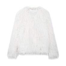 DEEKA Autumn/Winter New Fashionable Minimalist Faux Fur Long Sleeve Jacket Coat For Women - White - View 9