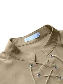 Herren Langarmhemd mit Kordelzug-Design, mittelalterliches, wikingerstil Partykostüm