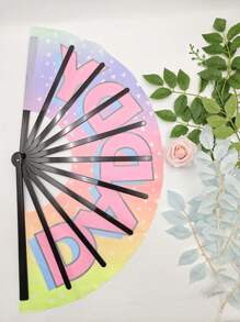 Ombre "DADDY" Folding Fan, Creative And Fashionable Decorative Fan With Letter Design For Father's Day; "SLAY" Folding Fan With Cool Black Background, Fashionable And Personalized Choice