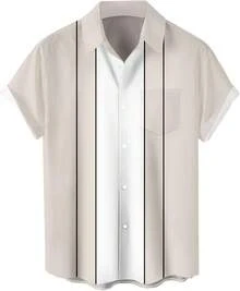 Men's Short Sleeve Button Up Hawaiian Shirt 1950s Vintage Bowling Shirtshalloween - Bowling- - Xem 1