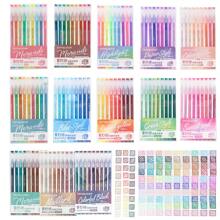 Languo 213 Pcs 1 Set High Capacity Color Neutral Pen Gel Pen Acrylic Paint Markers Pens, Student Painting Drawing 207 Colors Color Handbook Pen, Painting Graffiti Outline Can Be Stacked Color Fine Tip Neutral Pen 0.6mm, 24 Color System Set Candy Color Morandi Color Cute Stationery Pen
