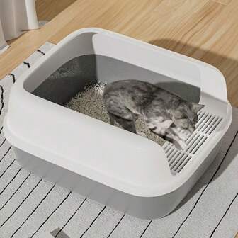 Kattenbak, extra groot halfopen toilet, spatwaterdichte kattenbak, kattenbenodigdheden, kattenbak, ontlastingsbak, haarvervanging