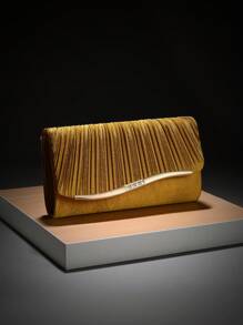 1 bolsa elegante com borda de metal, bolsa de noite feminina estilo coreano com textura de cetim e fecho magnético, bolsa de ombro e clutch, bolsa de festa