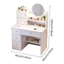 Tocador Multifuncional Que Incluye Espejo, lámpara Y Taburete - Tipo de Enchufe A USA (110-127V) - Ver 4