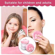 4Pack Large Fluffy Powder Puff For Girls Ultra Soft Cotton Cosmetic Puffs Washable Sponge Cushion Puff Reusable Velour Powder Puff Wet Dry Makeup Tool Cute Bowknot Design White Pink - multi-color - View 6
