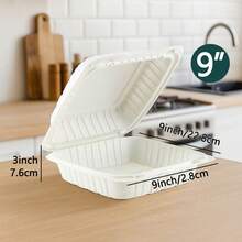 25/50pcs 1-Compartment Clamshell Food Containers, 9x9in Disposable Takeout Boxes With Hinged Lids, Freezer And Microwave , For Meal Prep, Pasta, Salad, Sandwich - 9x9 Inch 1-Compartment - 查看 7