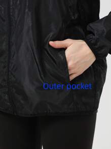 1 pièce Veste légère et imperméable de protection solaire d'été pour femmes, veste de sport de plein air décontractée à séchage rapide et fine avec sac de rangement