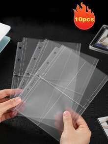 10 件 A5 活页夹套、照片卡套、4 口袋照片卡、页面保护器、超清晰交易卡套，适用于游戏卡、照片卡、明星卡和小卡片收纳袋、返校、学校用品 - 彩色 - 查看 11