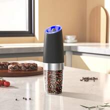 SOKANY Valentine's Day Gift 2 Pcs Adjustable Coarseness Electric Salt And Pepper Grinder Set, Automatic One Hand Operation Salt & Pepper Mill Refillable With Base, LED Light