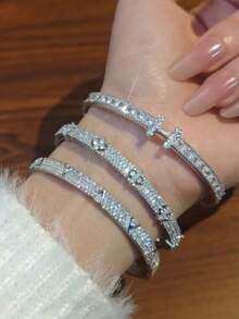 1 chiếc trang sức khảm Cubic Zirconia cổ điển, thời trang, thể hiện hoàn hảo nét quyến rũ thanh lịch và tiệc tùng, món quà lý tưởng - phong cách 1 - Xem 8