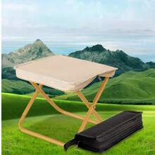 1 Stück tragbarer faltbarer Stuhl, geeignet für Teenager, Eisenlegierung-Rahmen, faltbarer Outdoor Picknick Camping Hocker, leichter Reisesitz, Angelzubehör, mit Tragetasche