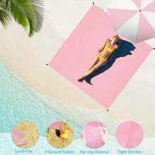 بطانية شاطئ 55 بوصة * 59 بوصة تتسع ل- 4-7 بالغين، خفيفة الوزن مقاومة للماء ومقاومة للرمال، بطانية للشاطئ والنزهات الكبيرة والرحلات والتخييم