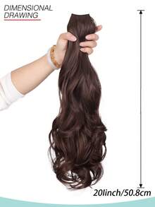 Long Wavy Synthetic Invisible Clip-In Hair Extensions - Brown - View 6