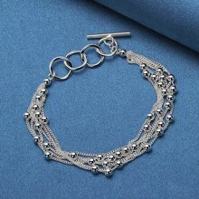 925er Sterling Silber - Trauben Rundperlen Sechs-Ketten Armband - modischer und eleganter Stil - geeignet für den täglichen Gebrauch und Partys - das perfekte feminine Charme Schmuckgeschenk zum Valentinstag