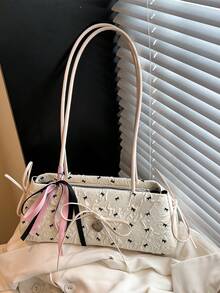 Fashionable Bow Decor Underarm Bag For Women - White - View 3