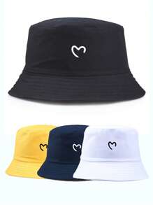 1 pièce Chapeau seau en forme de cœur unisexe, casquette de protection solaire décontractée pour l'extérieur