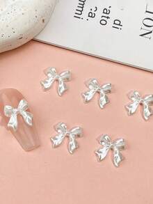 100Pcs Viral Bowknot Nail Charms - Pearl-Iridescent Woven Ribbon Bows With Hypoallergenic Resin Base, Flat-Back Embellishments For Press-On Nail Art Nail Supplies Nails Nail Gems - Multicolor - View 16