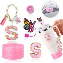 6PCS Cup Accessories Set For 30oz 40oz, Compatible With Stanley Cup Letter Charms For Handle Silicone Boot,Straw Cover Topper & Sticker (Letter S) - Letter a - View 8