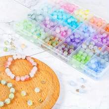 24 Color Glass Beads Kit, 8mm Bracelet Making Set For Adult Women Handmade DIY Jewelry Making