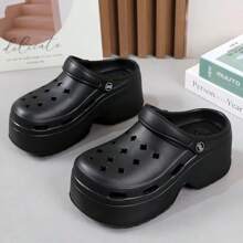 Chanclas de mujer con plataforma de 2,0-2,5 pulgadas de grosor de suela, con suela gruesa de material EVA, estilo deslizante con recortes, aptas para uso interior/exterior