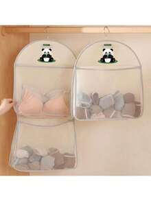 1 Stück Panda-Motiv Nylon Hängeaufbewahrung für Unterwäsche & Socken - atmungsaktiver Mesh Wand- oder Türaufhänger mit mehreren Fächern, ideal für Schlafzimmer, Badezimmer & Küche, tragbarer Kleiderschrank