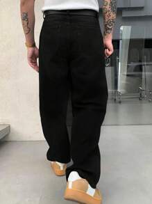 Men's Black Casual Loose Jeans, Fashion And Comfortable, Grunge