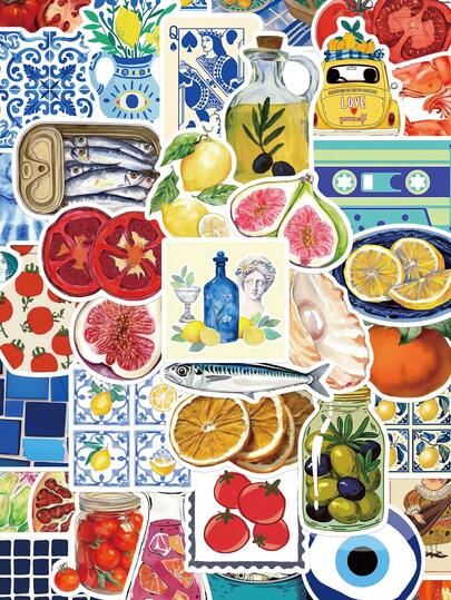 SCXXBSW 50 Stücke Mittelmeer Tomate Aufkleber, süße Cartoon wasserfeste Aufkleber für DIY Zwecke wie Skateboarding, Wasserflaschen, Laptops und Handy