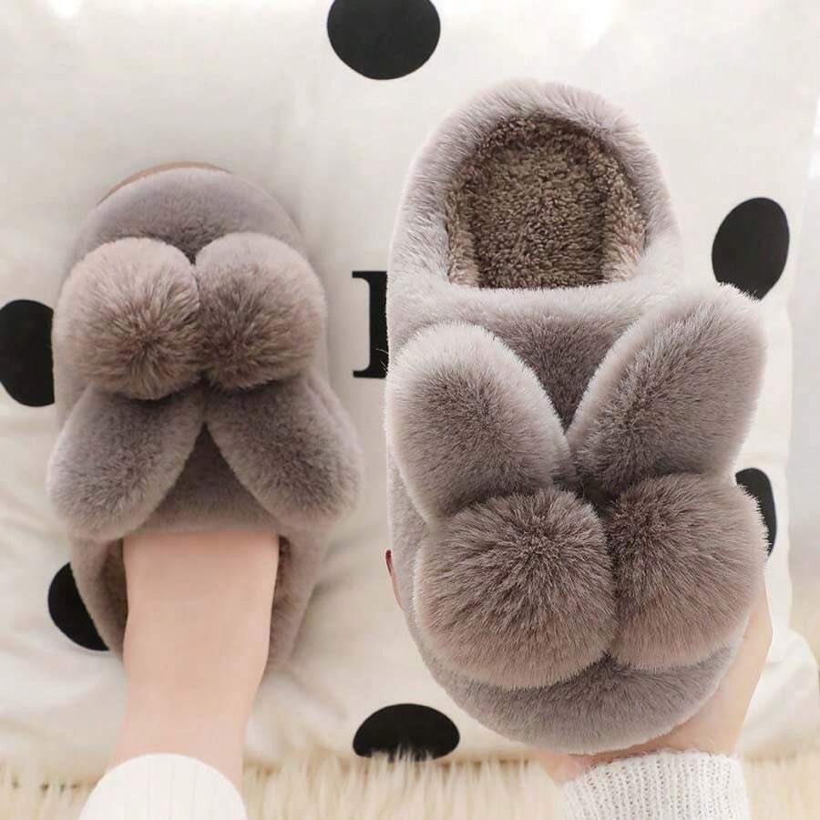 Plush Slippers For Women, Short Boots With Heel Cover, Thick Sole & Warm, Suitable For Students Dorms, Couples, Men & Women Indoor Slippers