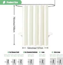 Stall Fabric Shower Curtain, 54x78 Inch Boho Tufted  Striped Shower Curtains For Bathroom, Minimalist Heavy Duty Cloth Shower Curtain Set With 10 Hooks, Machine Washable, Cream - 彩色 - 查看 8