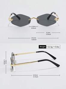 1pc Unisex Metal Frame Multi-Color Lens Fashion Glasses, Beach Accessory For Women, Perfect For Shopping, Driving, Party, Outdoor, Travel - Grey - View 4