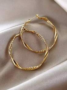 1 par de pendientes de aro minimalistas mate, simples y de moda