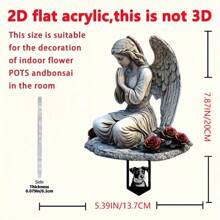 2D Flat Praying Angel Garden Stake - Durable Acrylic Outdoor Decor, Religious Theme, Waterproof Acrylic Suitable For Outdoor Spaces, Flower Beds And Thanksgiving Decoration, 2D Flat