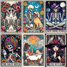 1 5D DIY Diamantmalerei Set, Vollrunde Diamantmalerei - Halloween Tarot Schädel