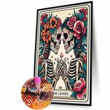 1 5D DIY Diamantmalerei Set, Vollrunde Diamantmalerei - Halloween Tarot Schädel