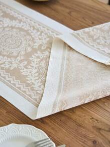 1 Stück Tischläufer im Boho-Stil, beige Blumenstickerei, selbstgemachte Küchen- und Esszimmer-Dekoration, rechteckig mit Quasten, geeignet für Feiertage, Geburtstage, Hochzeiten, Heimdekoration, Fotohintergrund