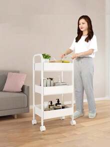 Cărucior mobil de depozitare cu 1/4 niveluri și roți, suport organizator mobil multifuncțional, rafturi detașabile pentru podea pentru haine, depozitare în baie, bucătărie, dormitor, cadou de Crăciun și Ziua Recunoștinței (stil aleatoriu)