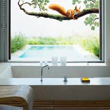 Whimsical Squirrel Climbing Tree Window Sticker - Self-Adhesive PVC Decal For Home Decor, Decorative Art Animal Print Design, Irregular Shape Disposable Sticker, Living Room Decor | Nature Style Decor, Squirrel Decor