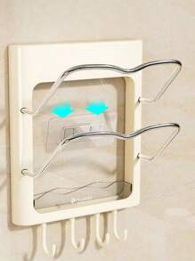 1 pièce Support mural pour lisseur sans perçage à installer facilement - Organisateur de salle de bain économisant l'espace, convient pour le fer à friser et le lisseur, en plastique, un rangement pratique pour la salle de bain