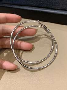 1 par de pendientes de aro minimalistas y lisos, diseño sencillo y atmósfera, para uso diario y fiestas para mujeres